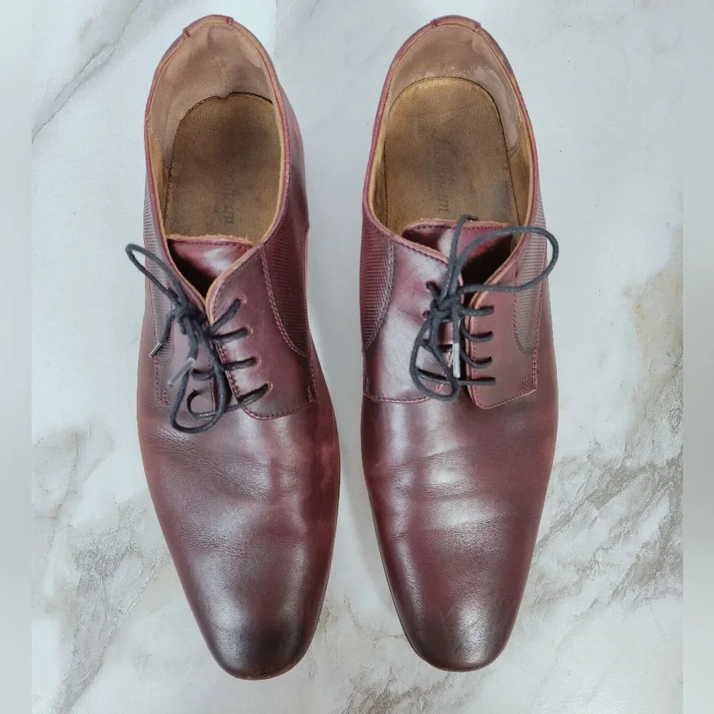 Florsheim Brown Leather Plain Toe Derby Oxford Dress Shoes, Sz 12